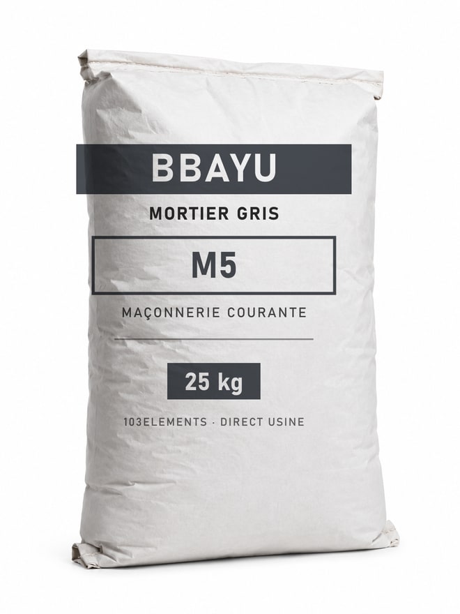 Sac de mortier gris Bbayu M5, 25 kg