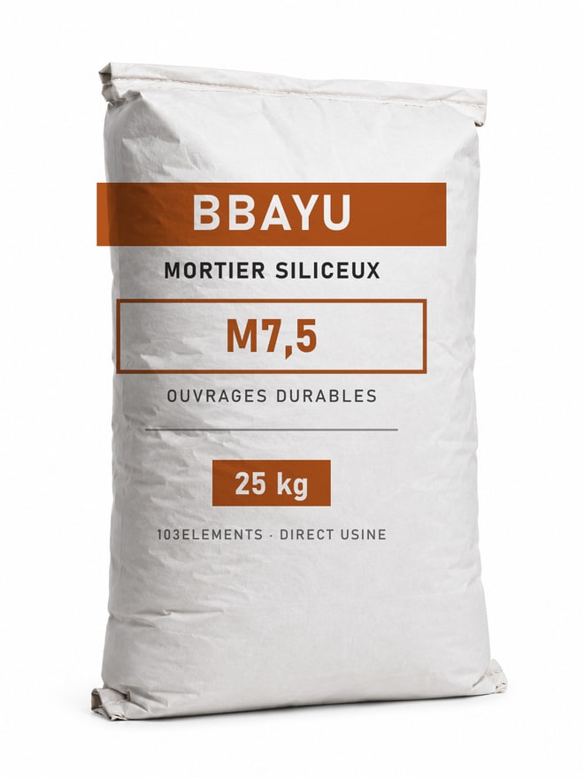 Sac de mortier siliceux Bbayu M7,5, 25 kg
